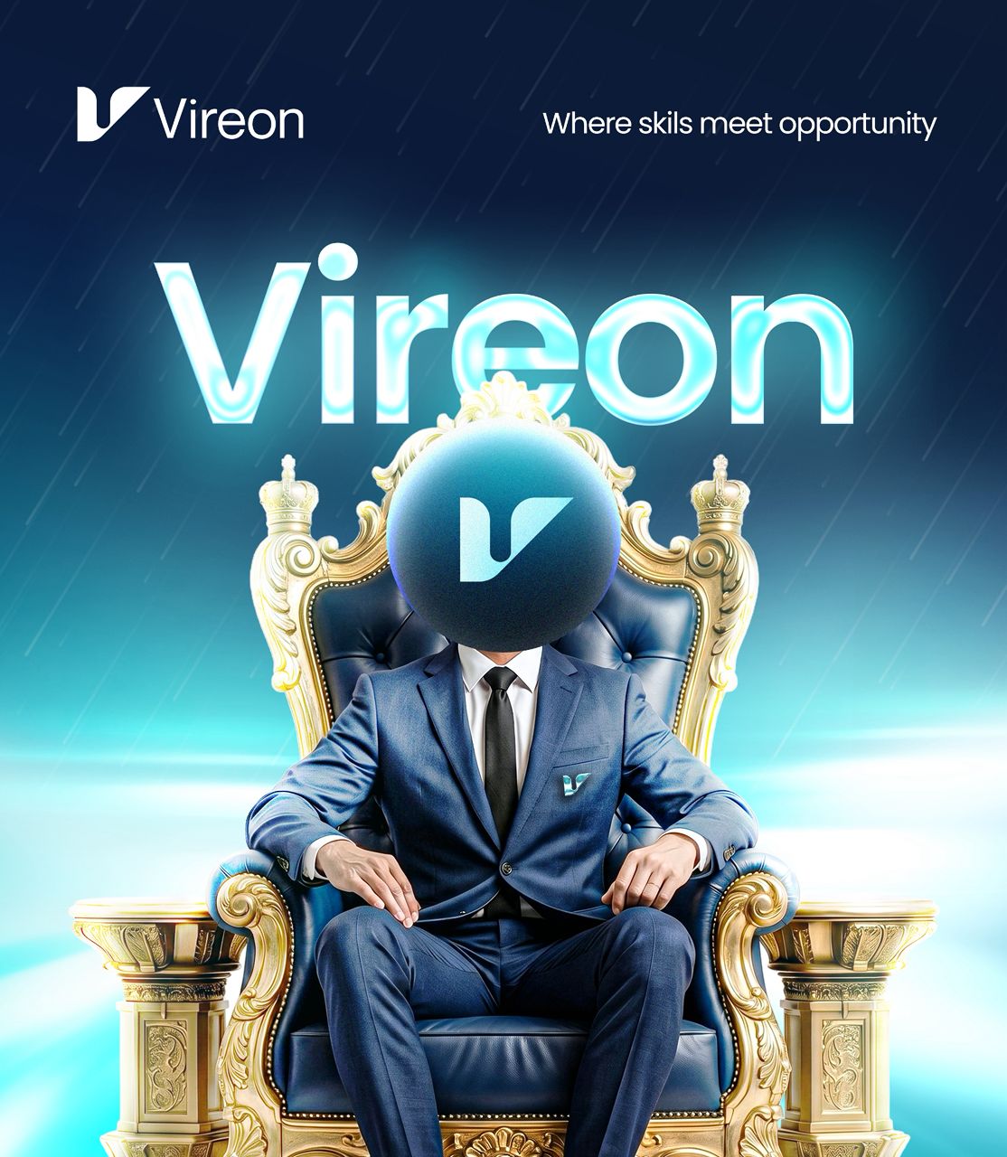 Vireon Hub platform brand hero — where skills meet opportunity