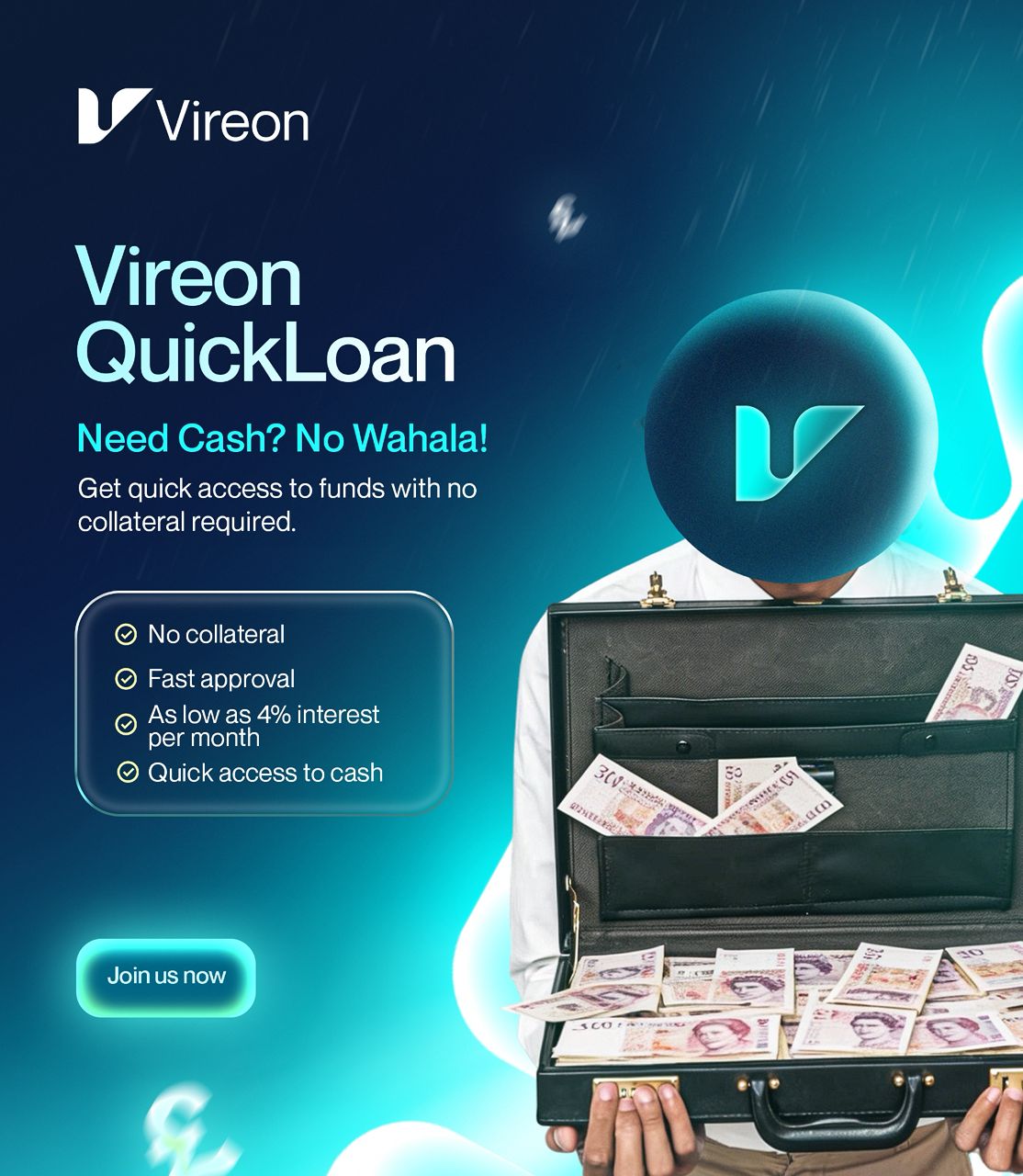 Vireon Vireon QuickLoan earning feature — Instant cash
